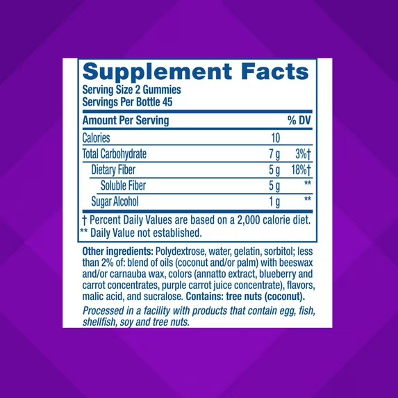 vitafusion Fiber Well Sugar Free Fiber Supplement Gummies, Fruit Flavored, 90 Co