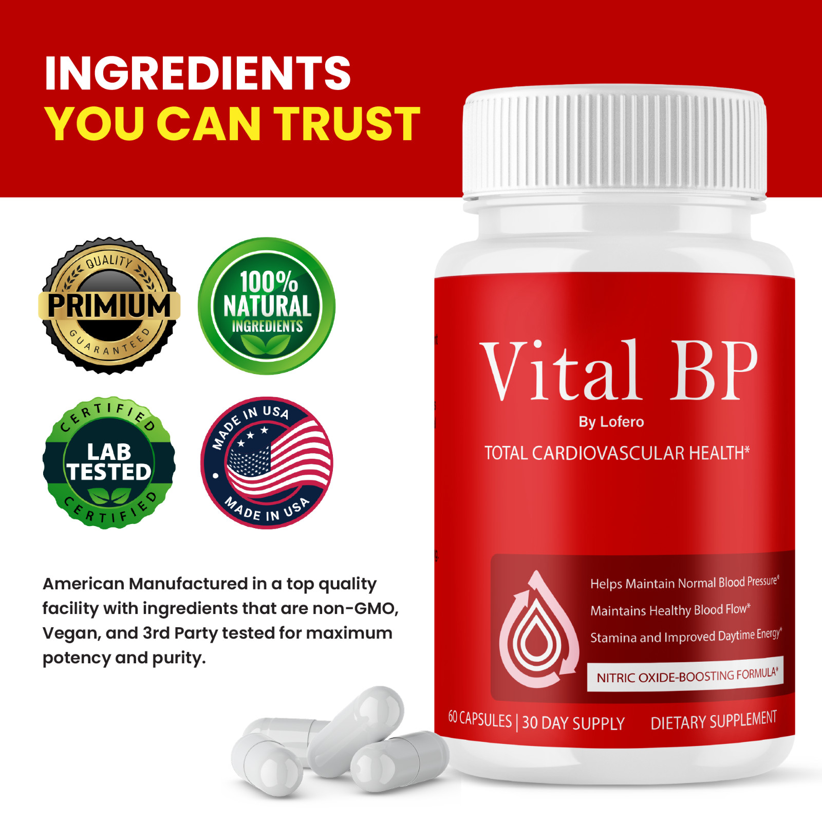(2 Pack) Vital BP Capsules VitalBP Total Cardiovascular Health Pills (120 ct)