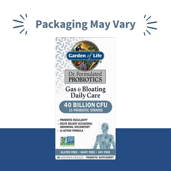 Pack 3 Garden of Life Gas & Bloating Probiotic 40 Billion CFU, 30 ct, 04/27
