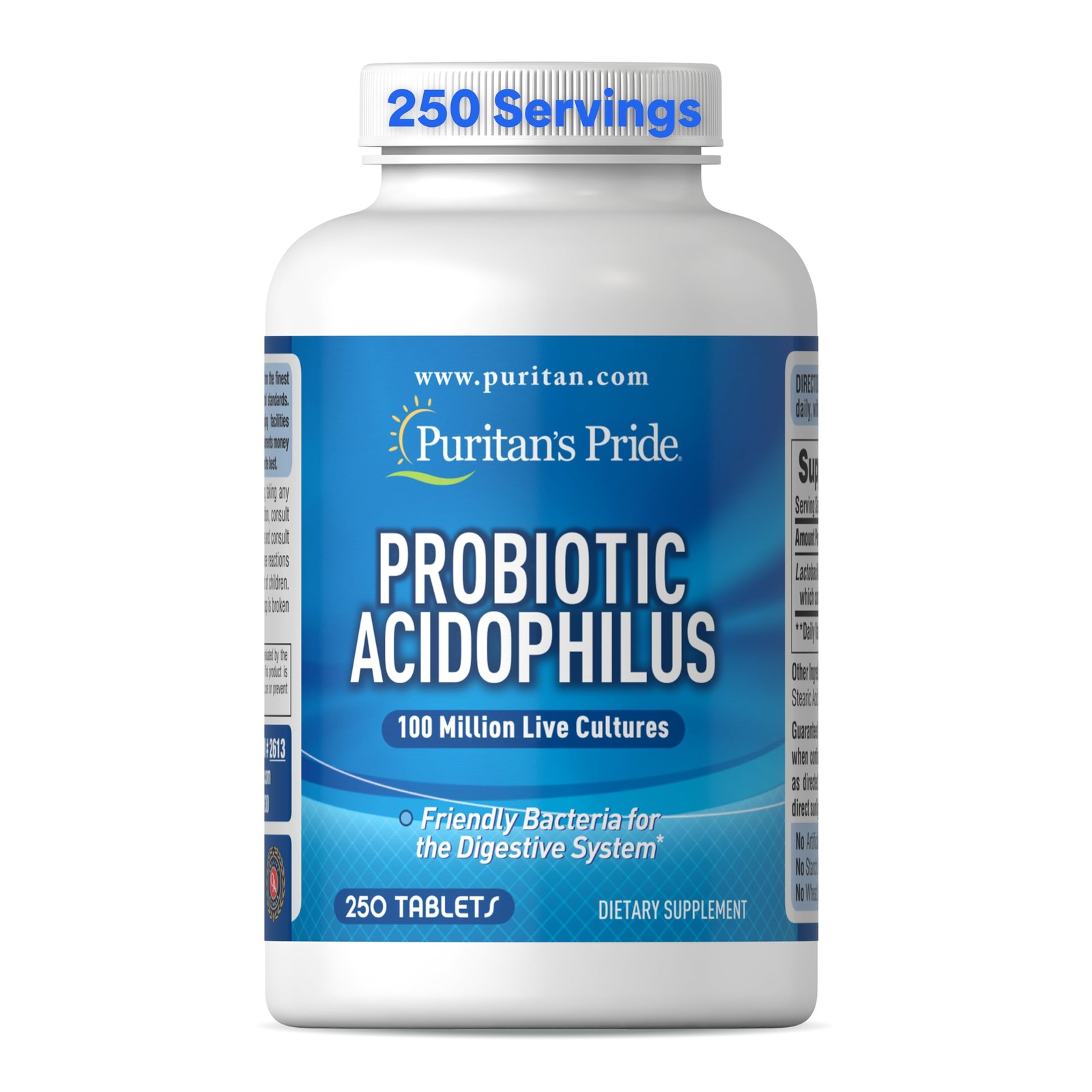 Puritan’s Pride Daily Probiotic Acidophilus, 100 250 Count (Pack of 1)
