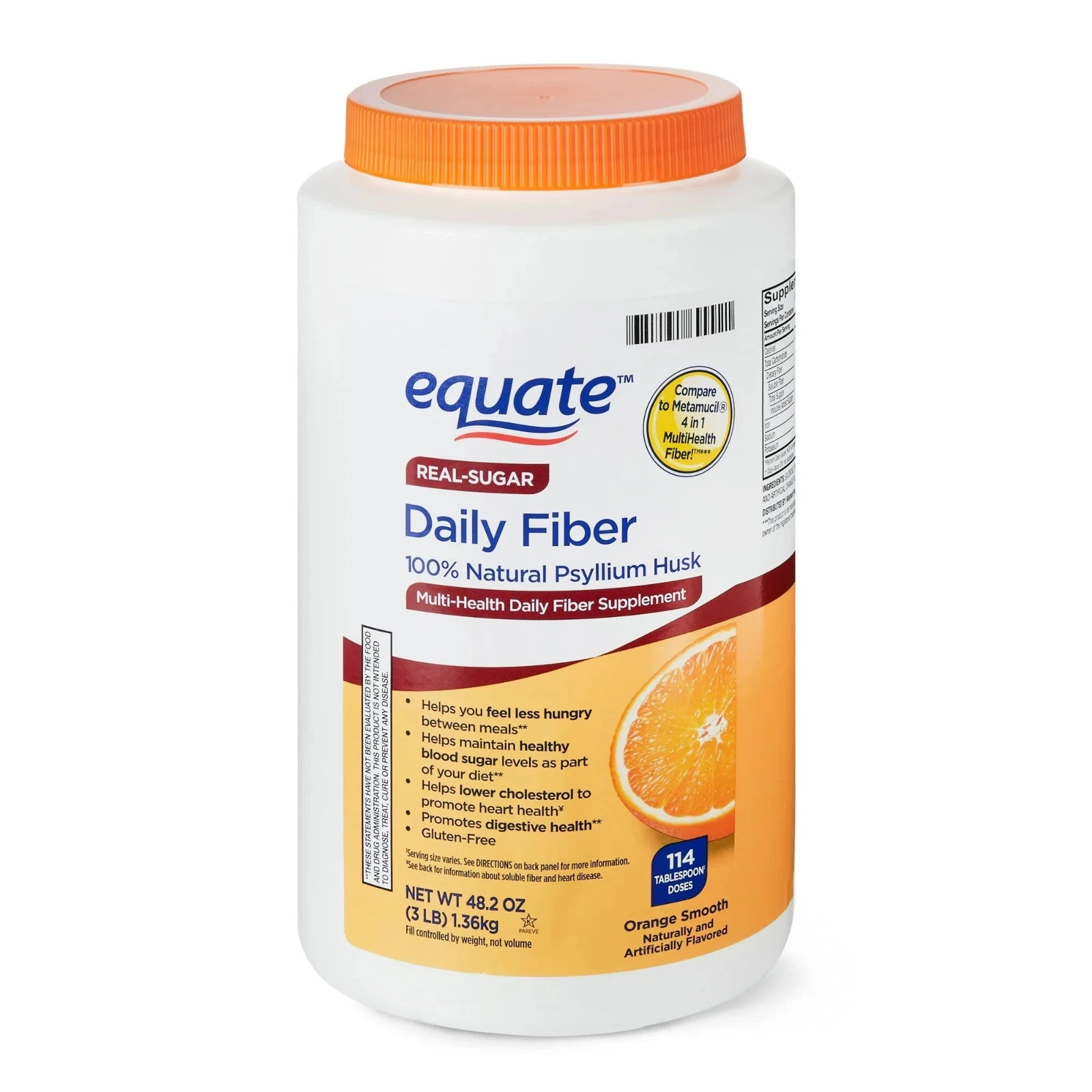 Equate Daily Fiber Orange Smooth Fiber Powder, 48.2 oz. ( Fast Free Shipping )