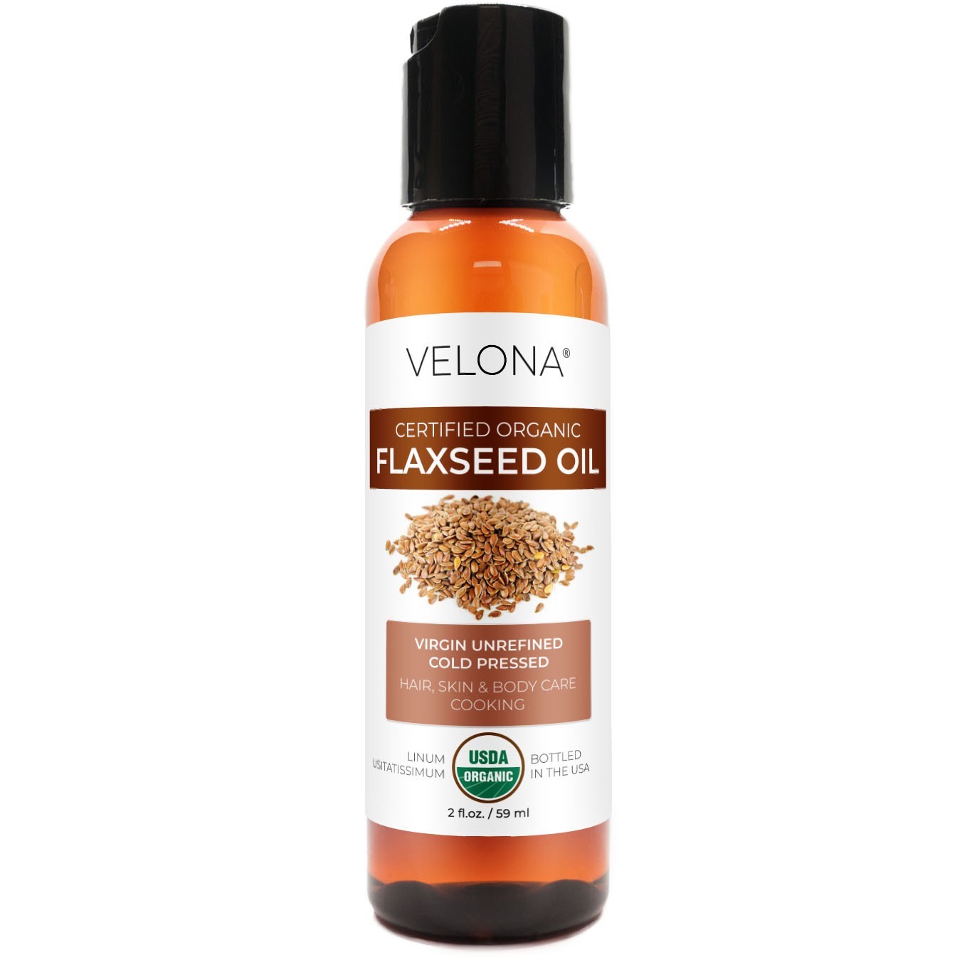 Velona USDA Certified Organic Flaxseed Oil 2 oz – 7 lb | 100% Pure and Natural C