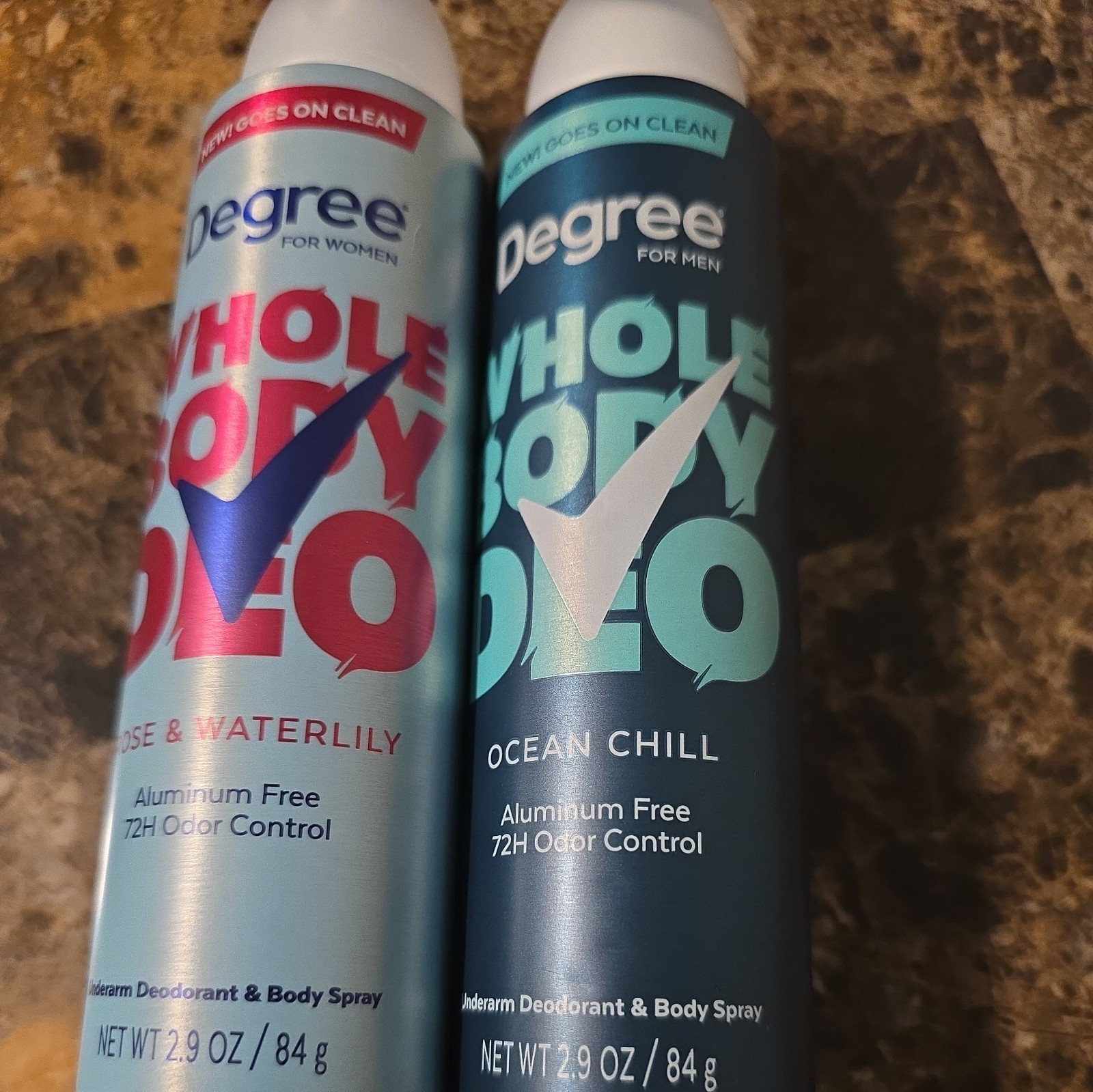 2 pc Degree Men & Women Deodorant Spray Rose Waterlily/Ocean Chill (CO59)