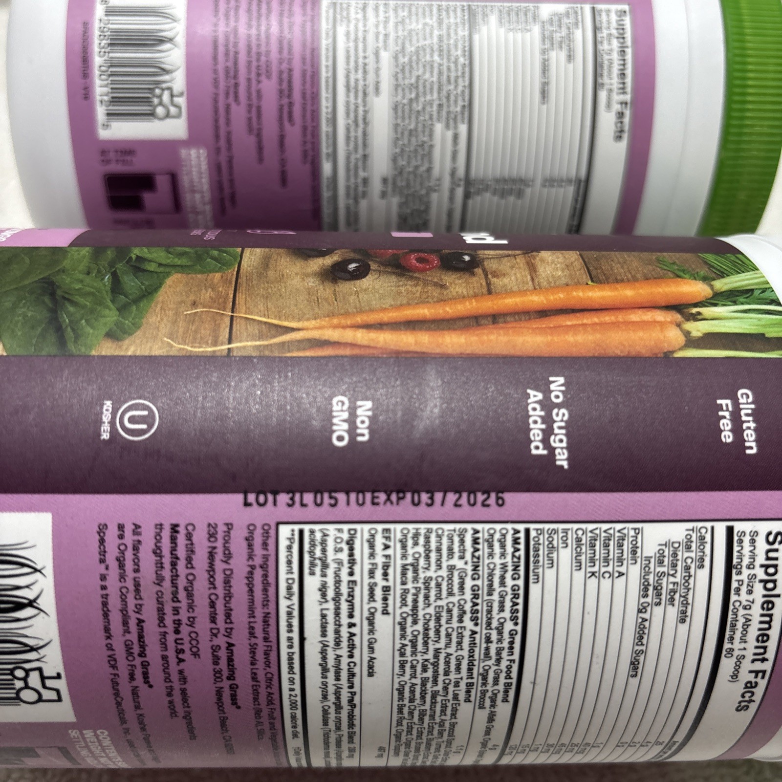 Lot of 2 Amazing Grass Greens Superfood Antioxidant Powder 14.8oz 03/2026
