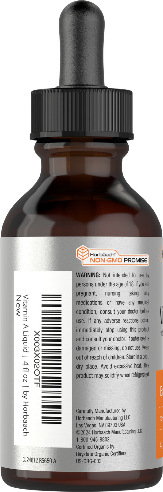 Vitamin A Liquid Drops | 4 fl oz Supplement | with Organic MCT | by Horbaach