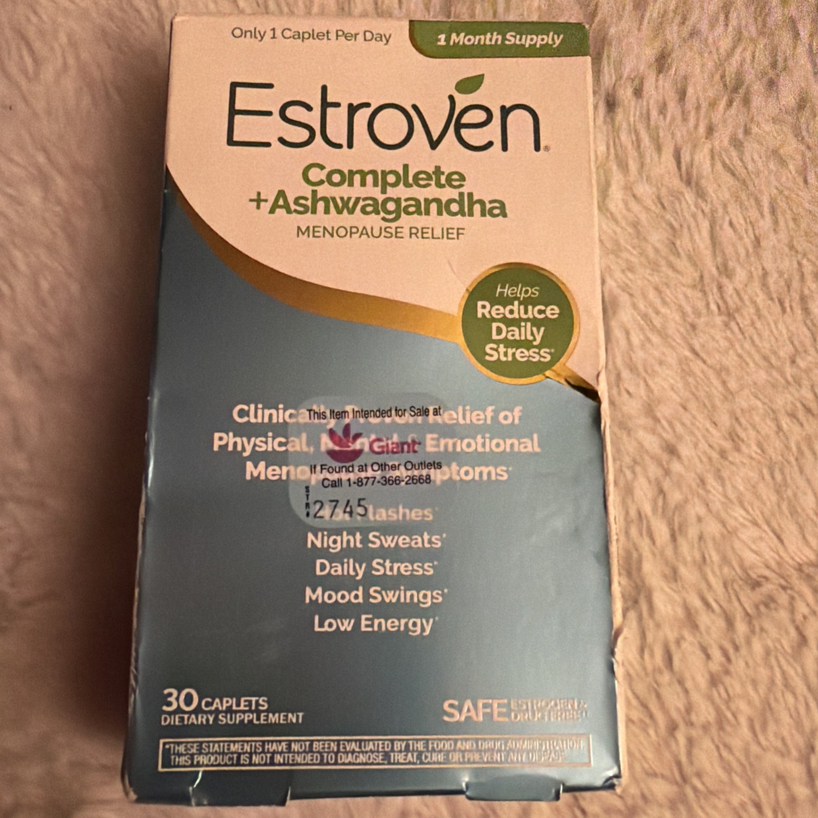 ESTROVEN COMPLETE+ASHWAGANDHA MENOPAUSE RELIEF 30 Caplets – Exp 07/2026