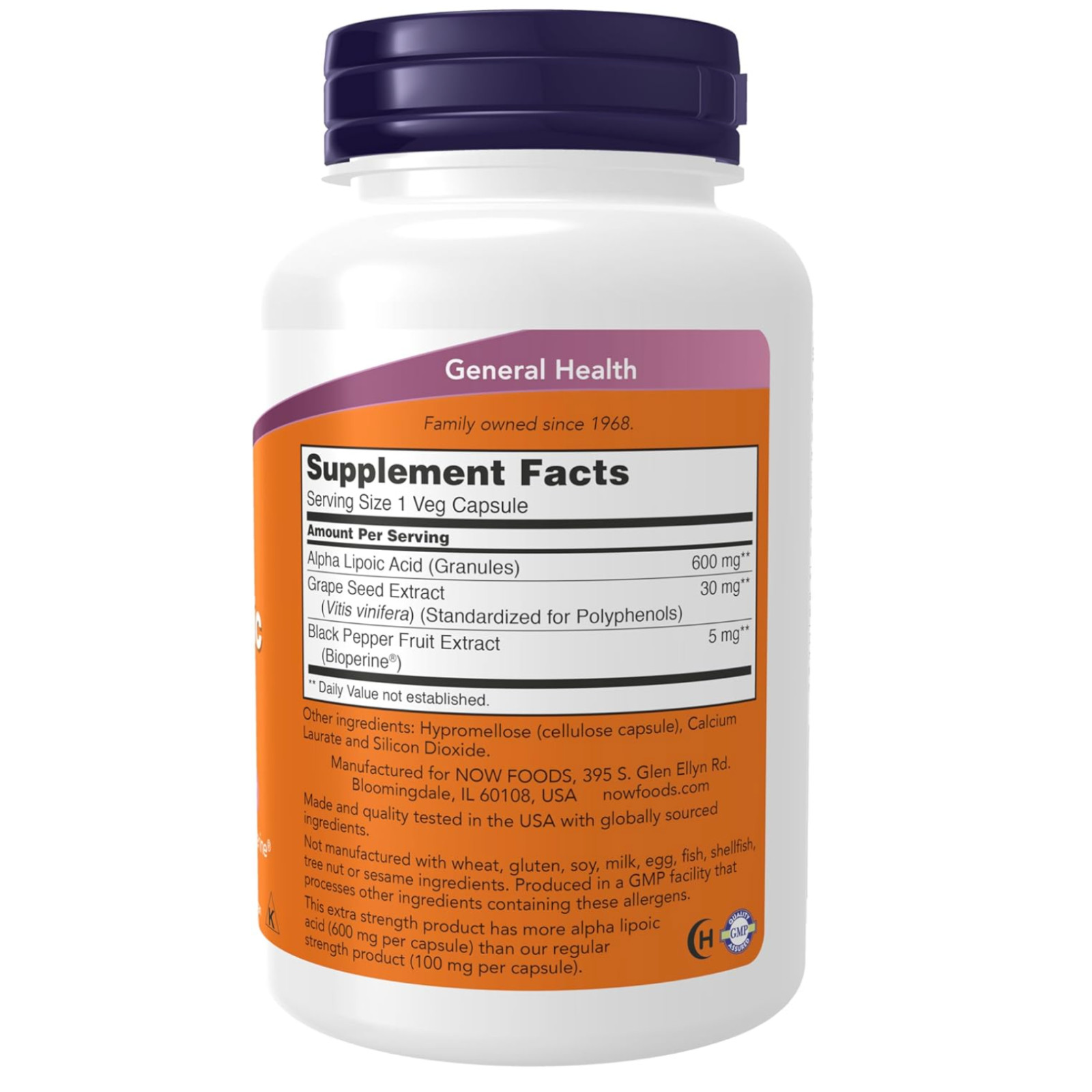 Ácido alfa lipoico 600 mg Apoya el metabolismo de la glucosa y la salud nerviosa
