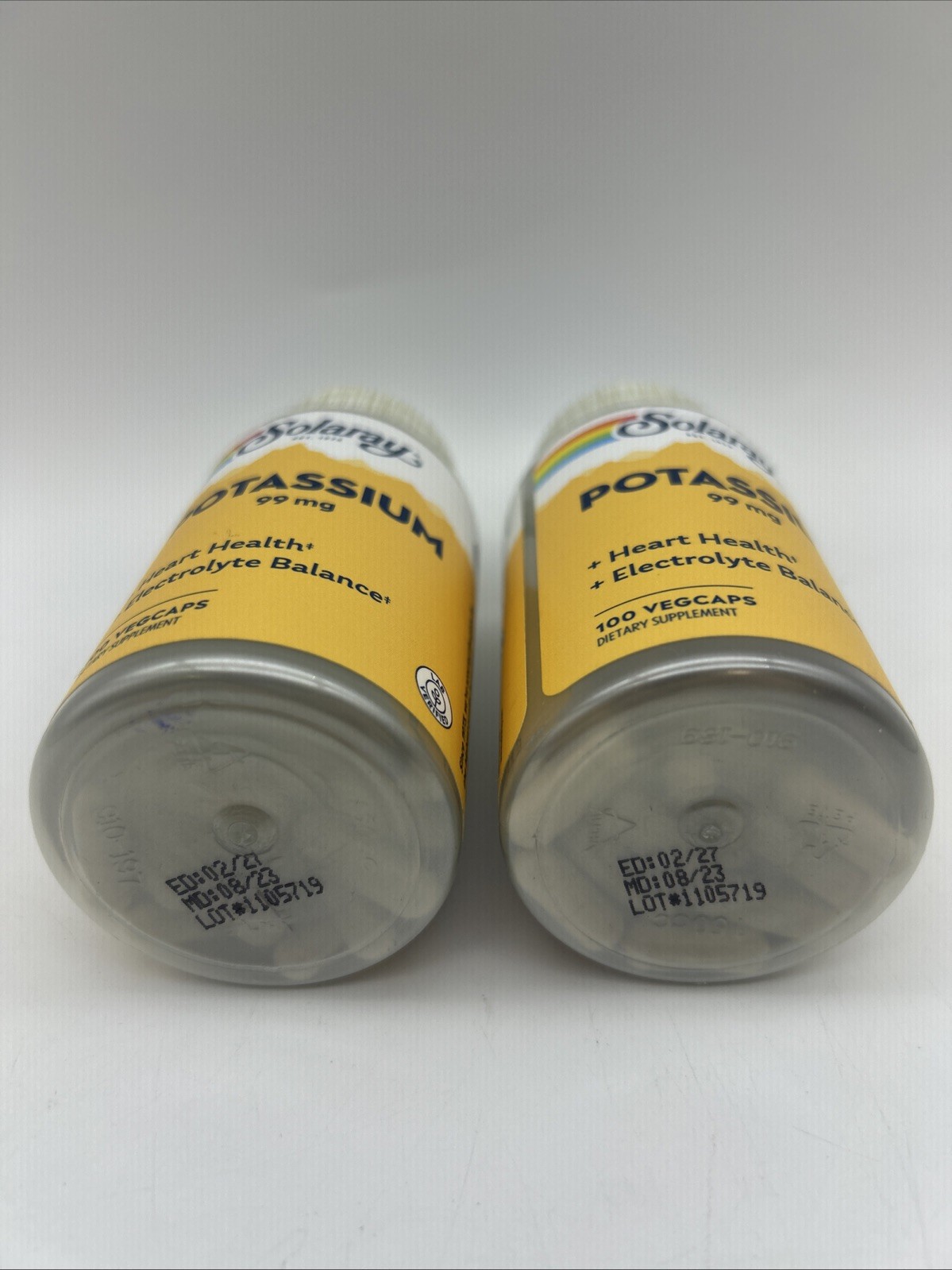 Solaray Potassium Supplement 99 mg 100 Ct. Eq. Lot Of 2 Exp. 02/2027