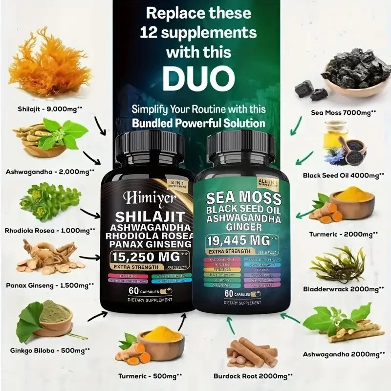 Dynamic Vitality Bundle – Sea Moss Multivitamin & Shilajit Power Combo 120 Ct
