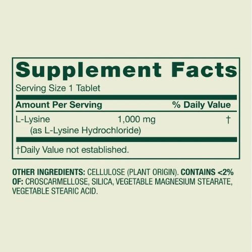Spring Valley L-Lysine 1000mg 100 Ct | Immune Support & Tissue Health Supplement