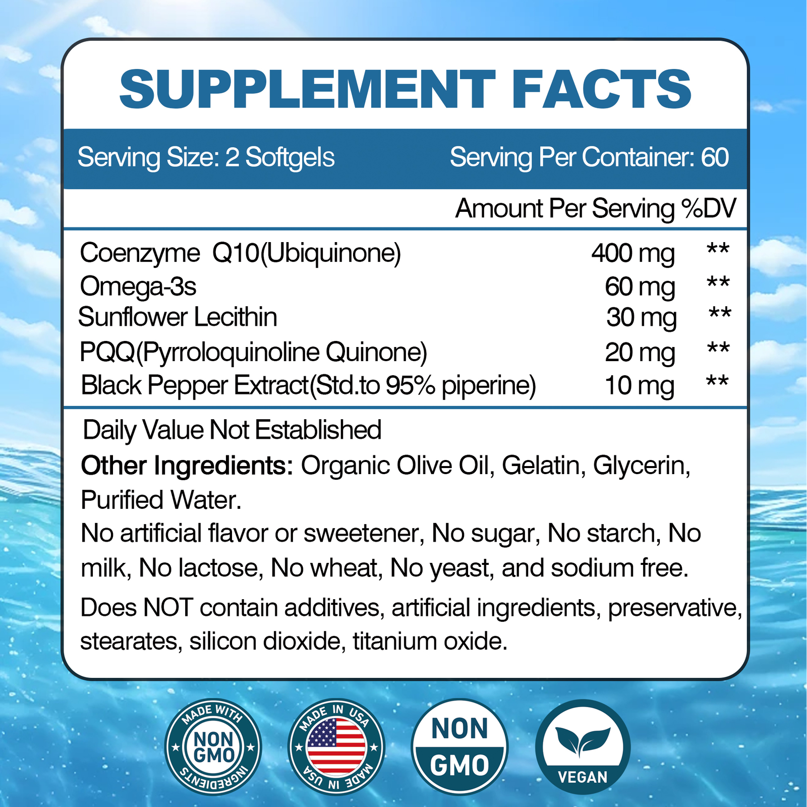 CoQ10 400mg – Ubiquinone High Absorption Coenzyme,Heart Health High Absorption