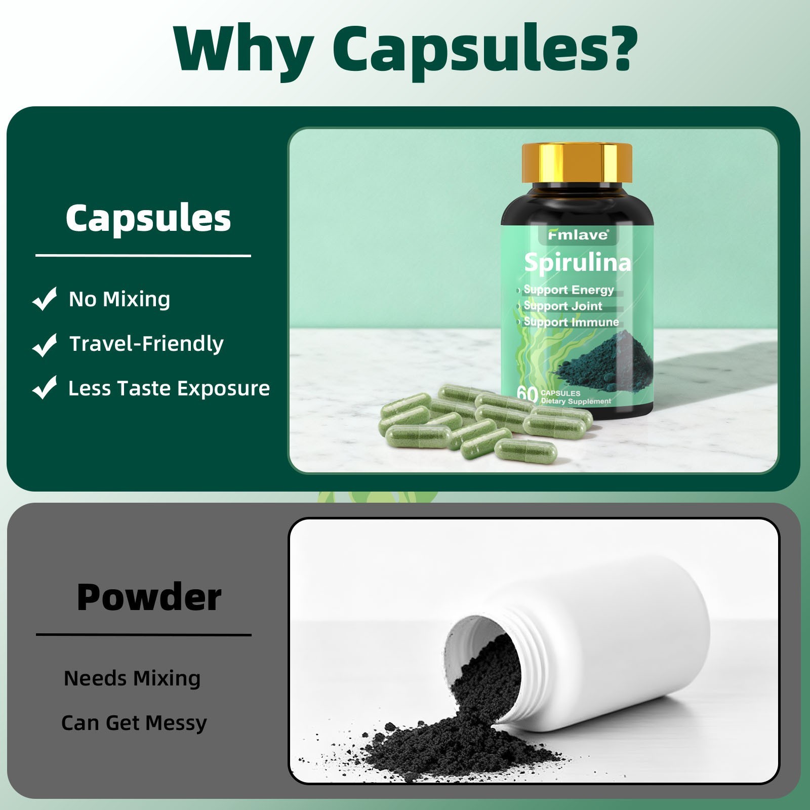 Spirulina 500mg Superfood Immune Support & Energy Booster 60-240 Caps Free Ship