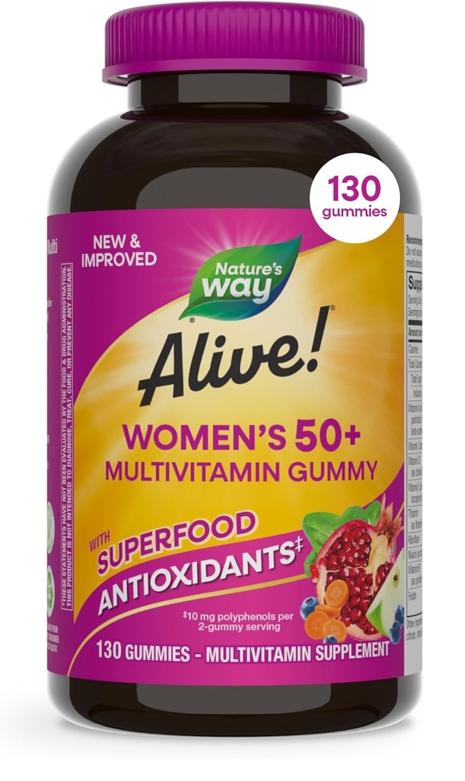 Natures Way Alive Womens 50 Plus Multivitamin Gummies Mixed Berry 130 Count