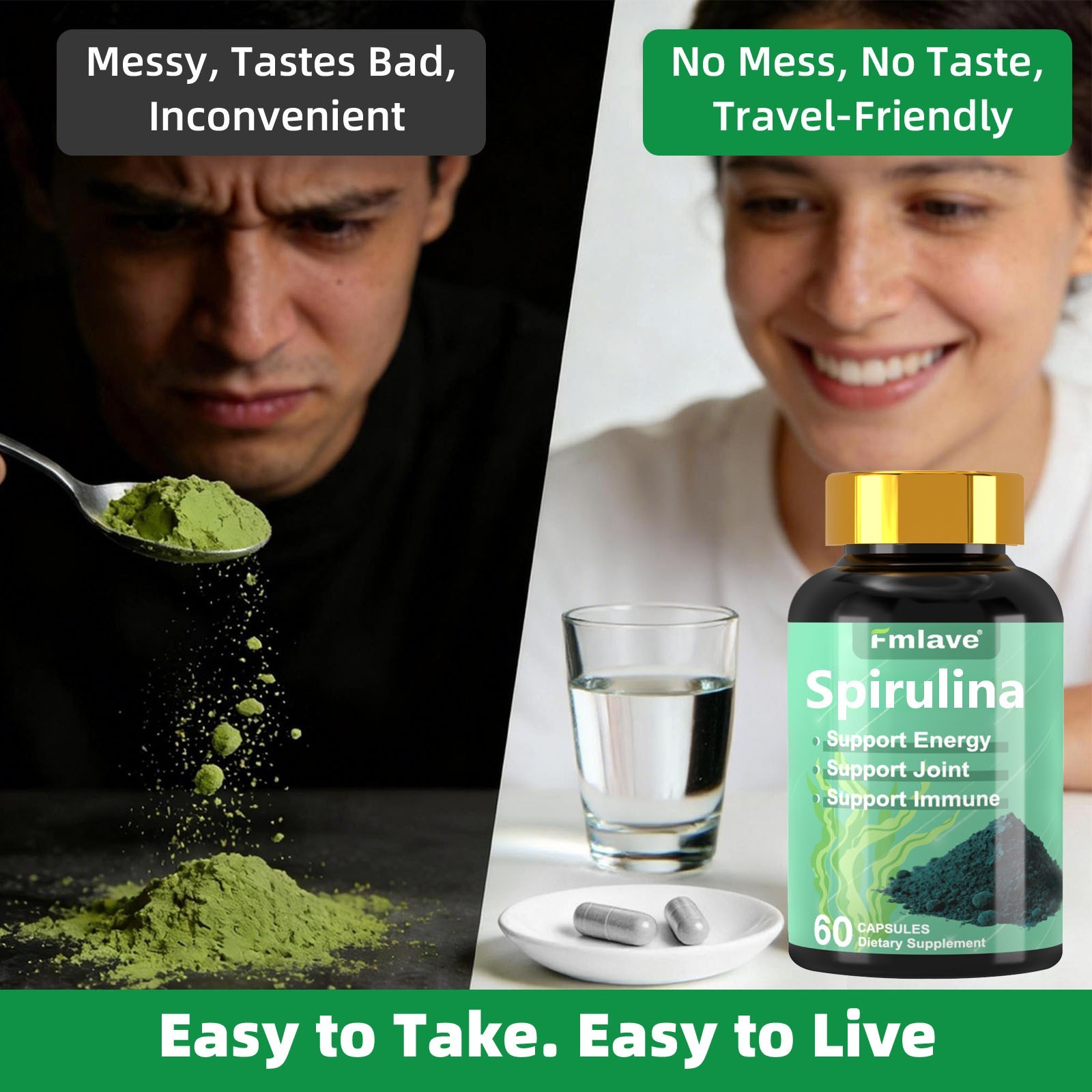 Spirulina 500mg Superfood Immune Support & Energy Booster 60-240 Caps Free Ship
