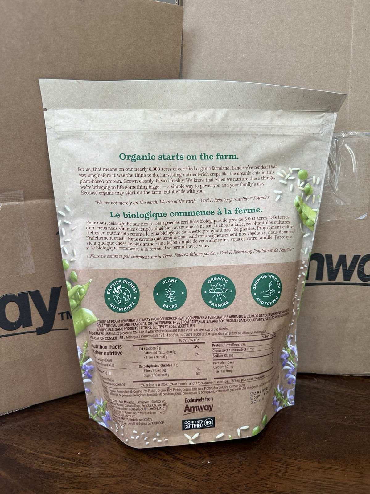 Amway NUTRILITE Organics Unflavored Protein Powder
