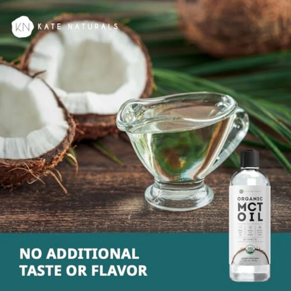 Kate Naturals Organic MCT Oil 8oz Pure Coconut C8 C10 Unflavored Coffee