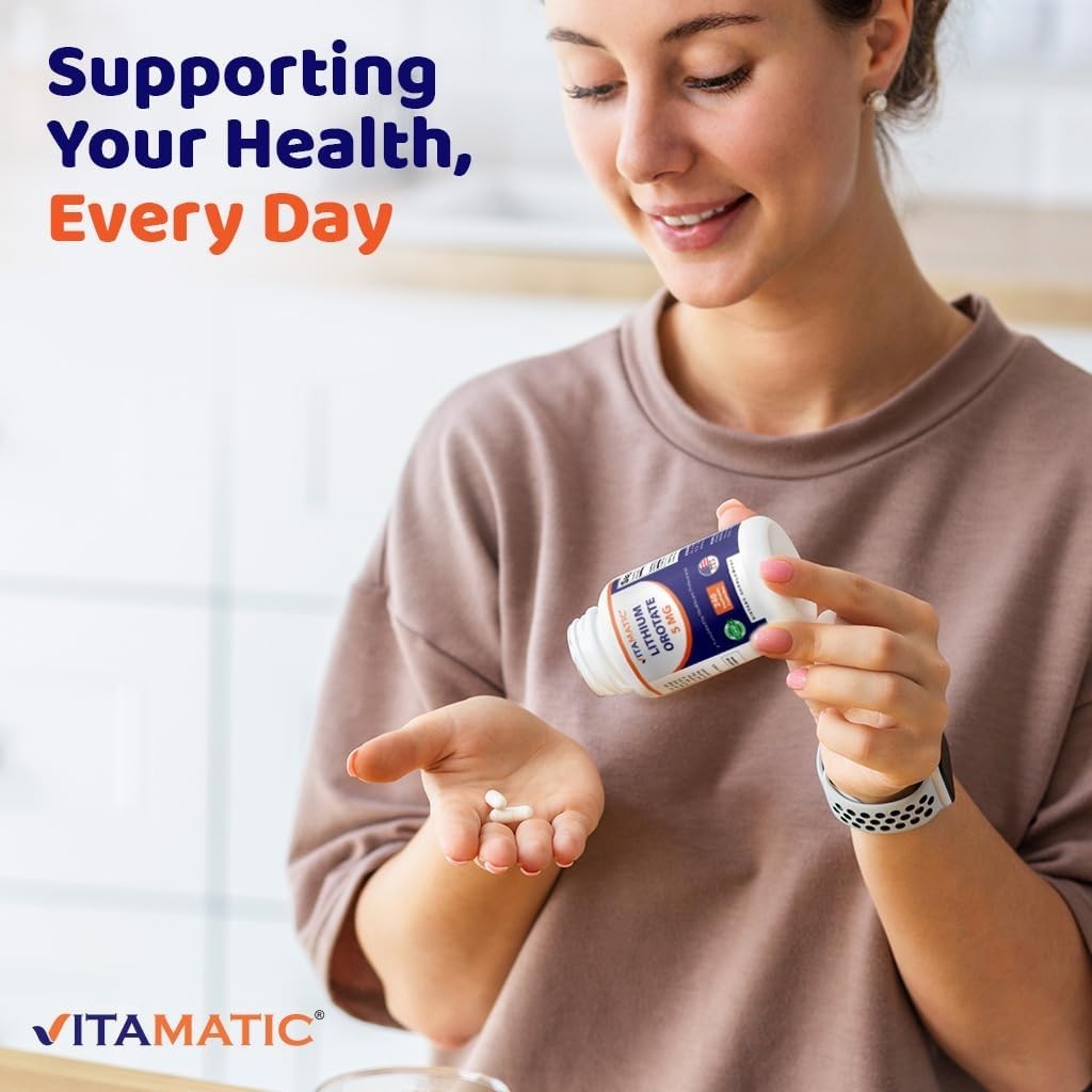 Vitamatic Lithium Orotate 5mg, 240 Veggie Capsules, Non-GMO, Gluten Free!!!