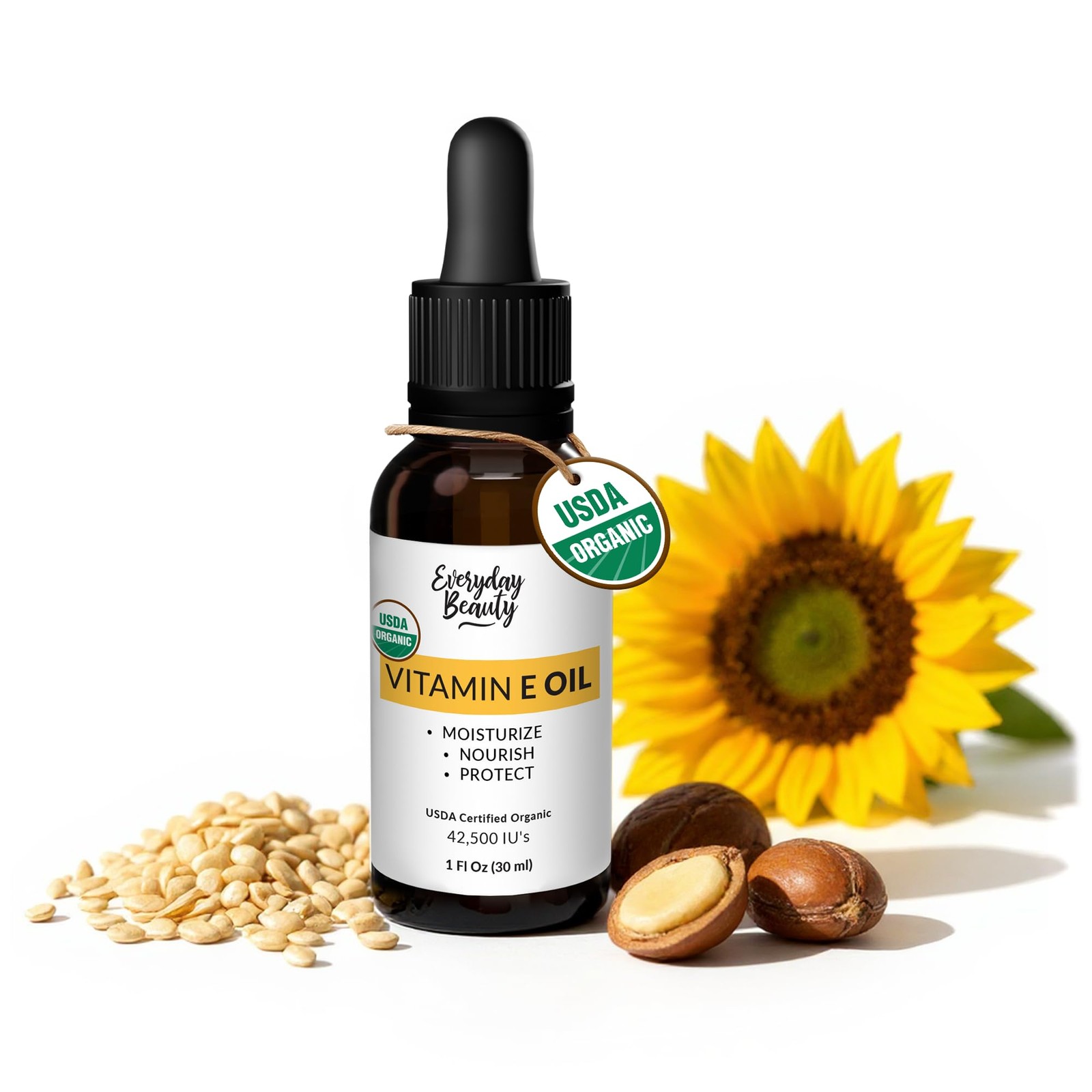 Organic Vitamin E Oil – Certified Organic Blend of Vitamin E – Deeply Hydrating