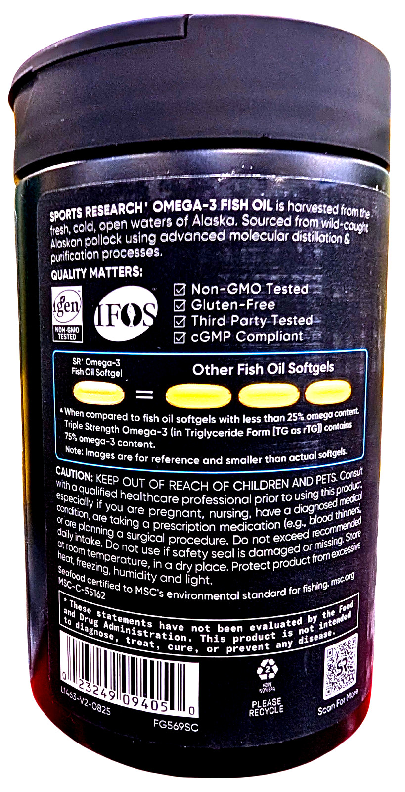 Sports Research Triple Strength Omega-3 Fish Oil 120 Softgels EXP 06/2028