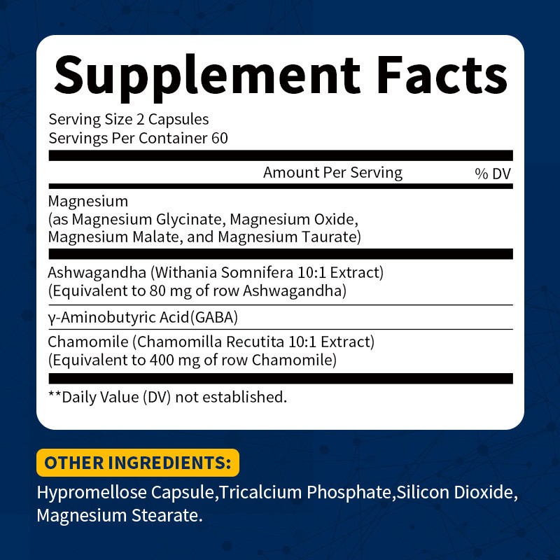 Triple Magnesium Complex Capsules-Magnesium Glycinate, Supplement 120 per bottle