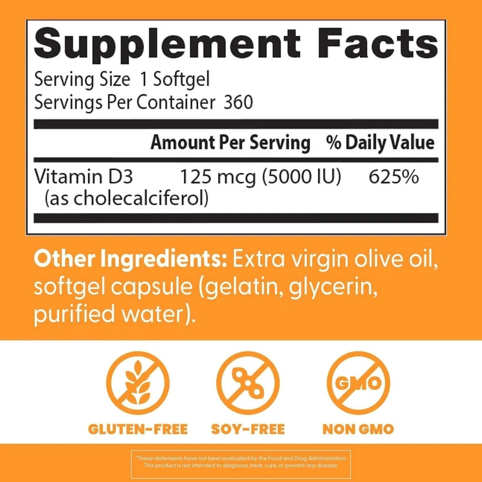 Doctor’s Best Vitamin D3 5000 IU 360 Softgels Exp: 06/2027