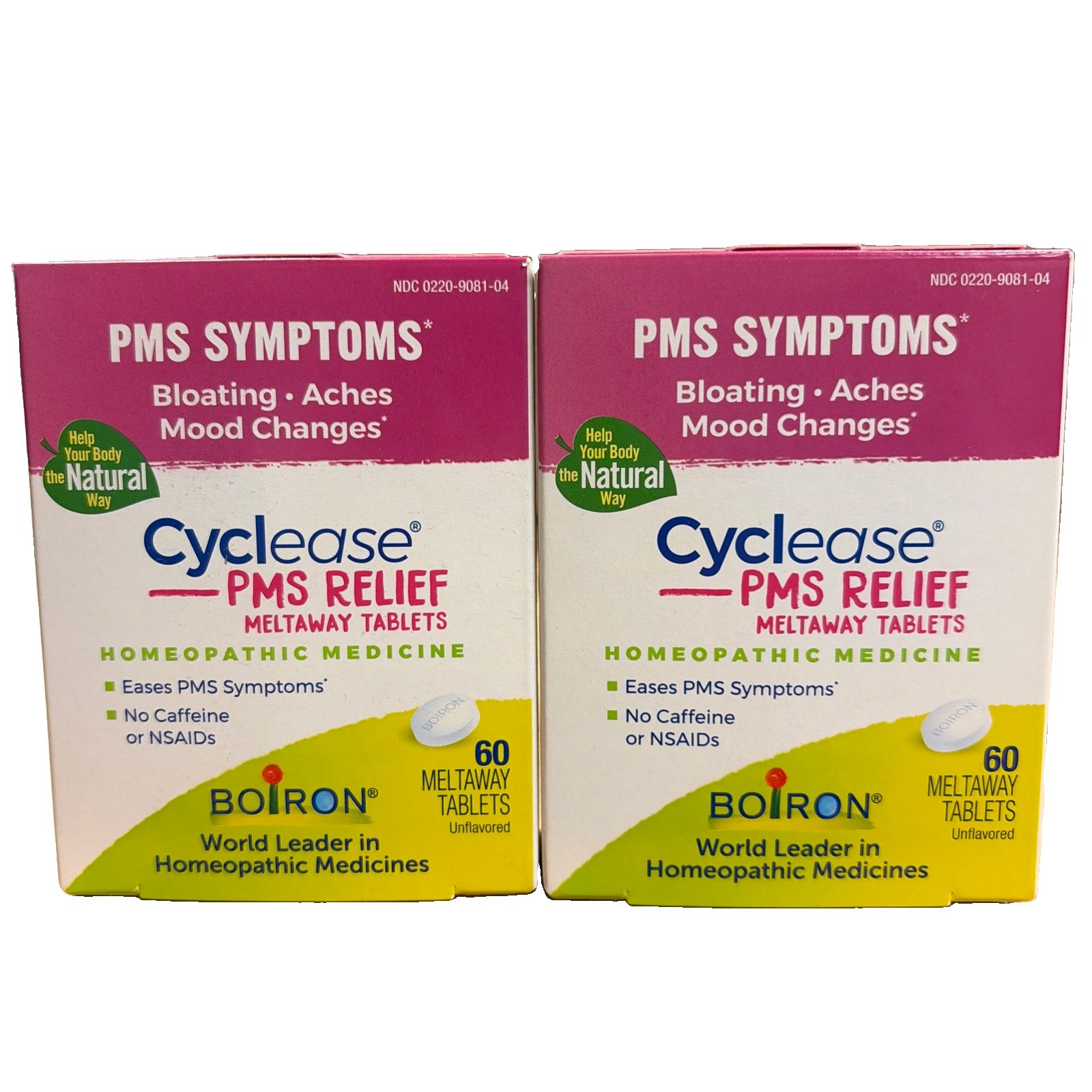 2-PACK Boiron Cyclease PMS Relief, Bloating, Aches, 60 Tablets Each Exp 12/2029