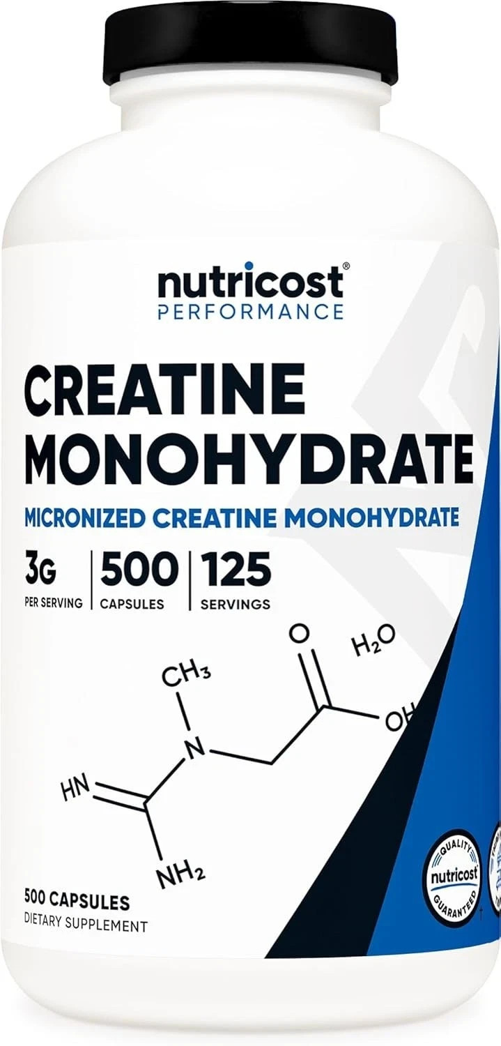 Nutricost Creatine Monohydrate 3g, 500 Capsules (750mg Per Capsule)