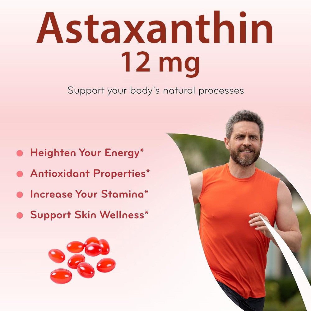 Triple Strength Astaxanthin 12mg from microalgae – 30/60/120 capsules