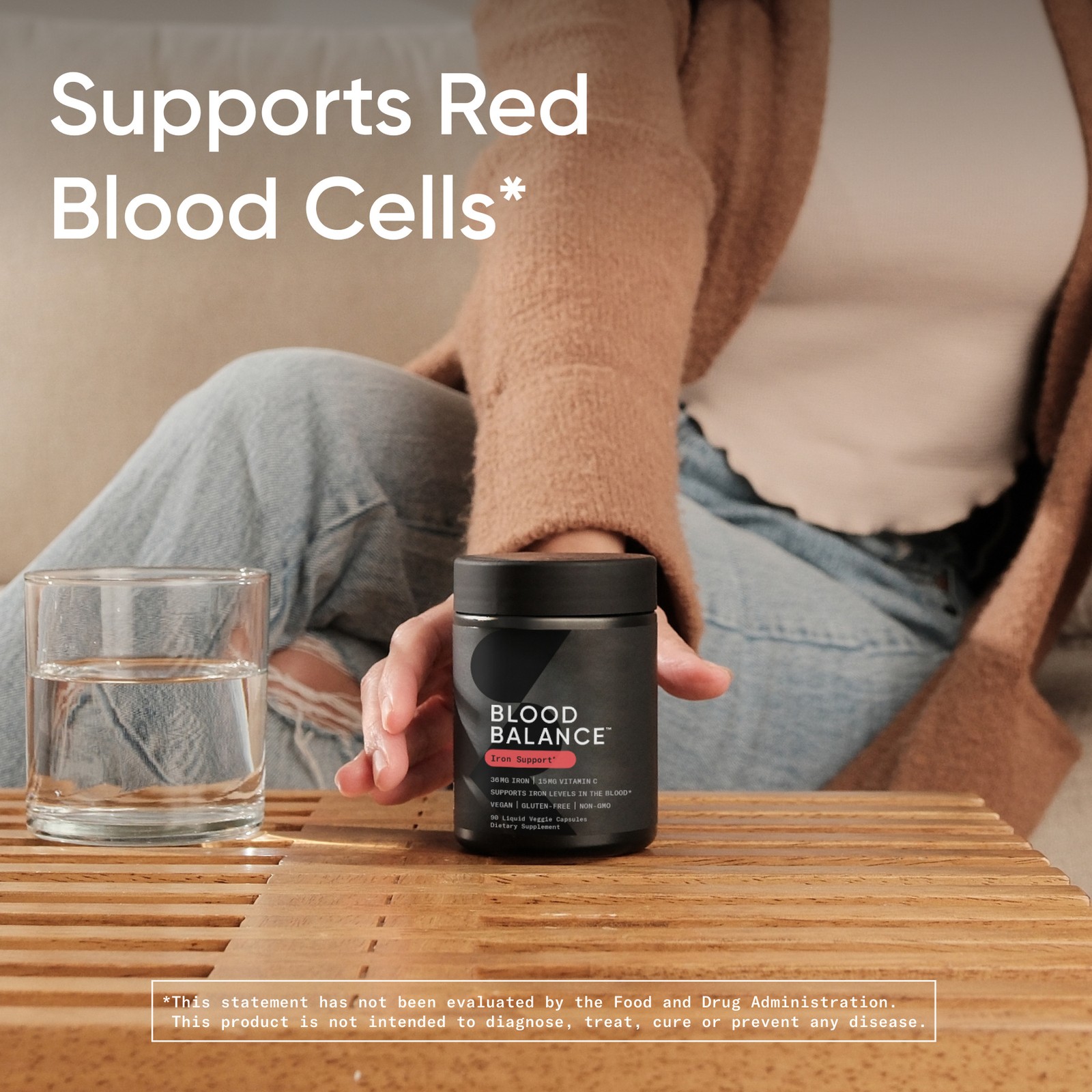 Blood Balance Iron Supplement 36mg + Folate & Vit C Red Blood Cell Support 90 ct