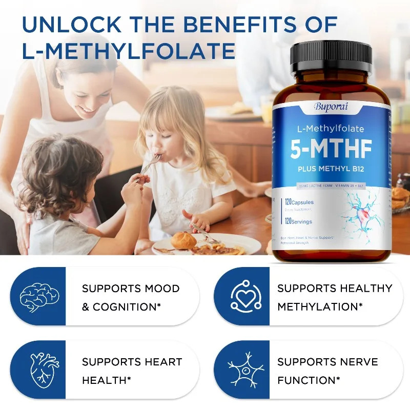 L-Methylfolate 5-MTHF 120pcs – Balanced Mood, Support Brain and Heart Health