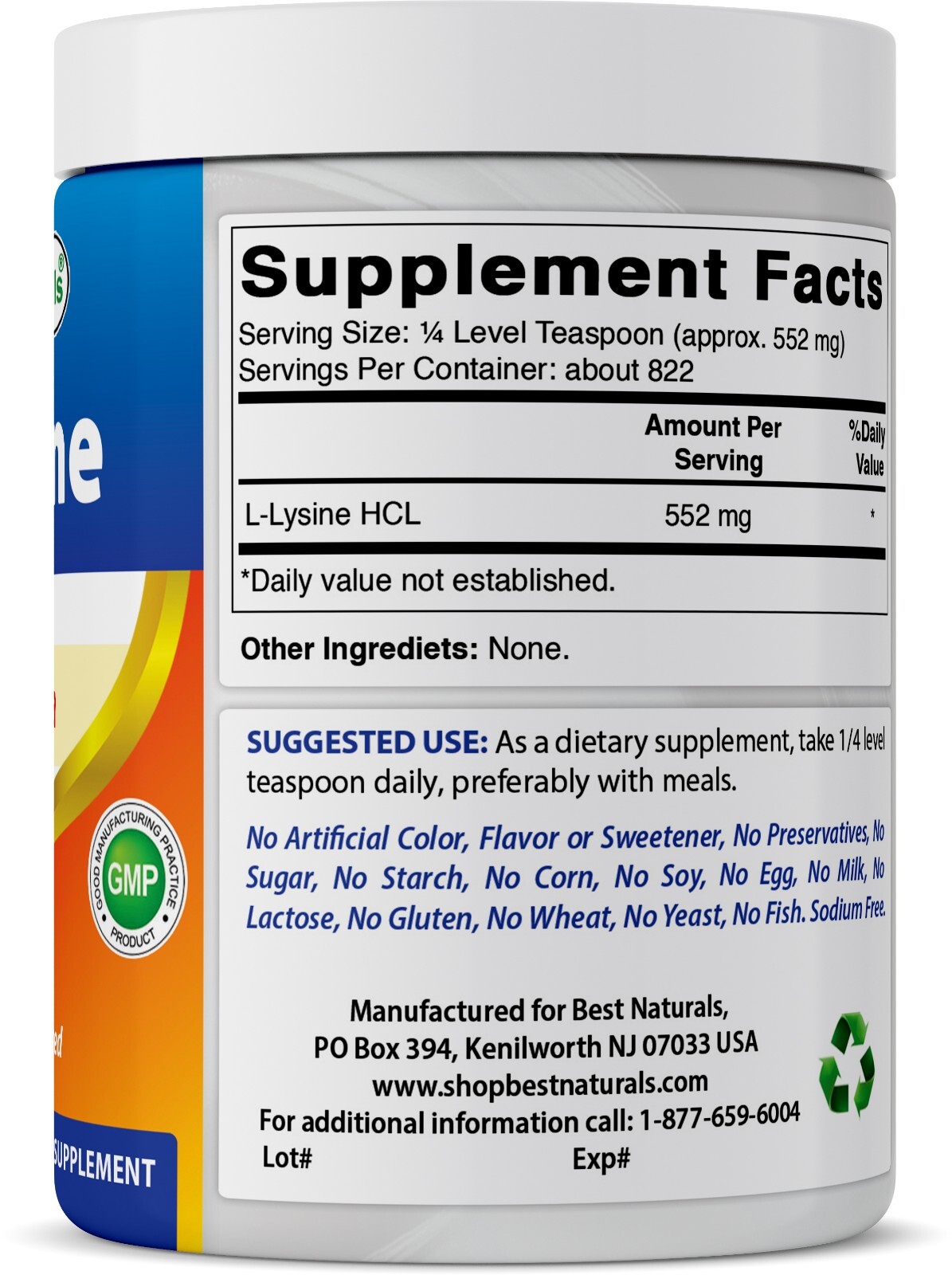 Best Naturals L-Lysine 1 Lb Powder