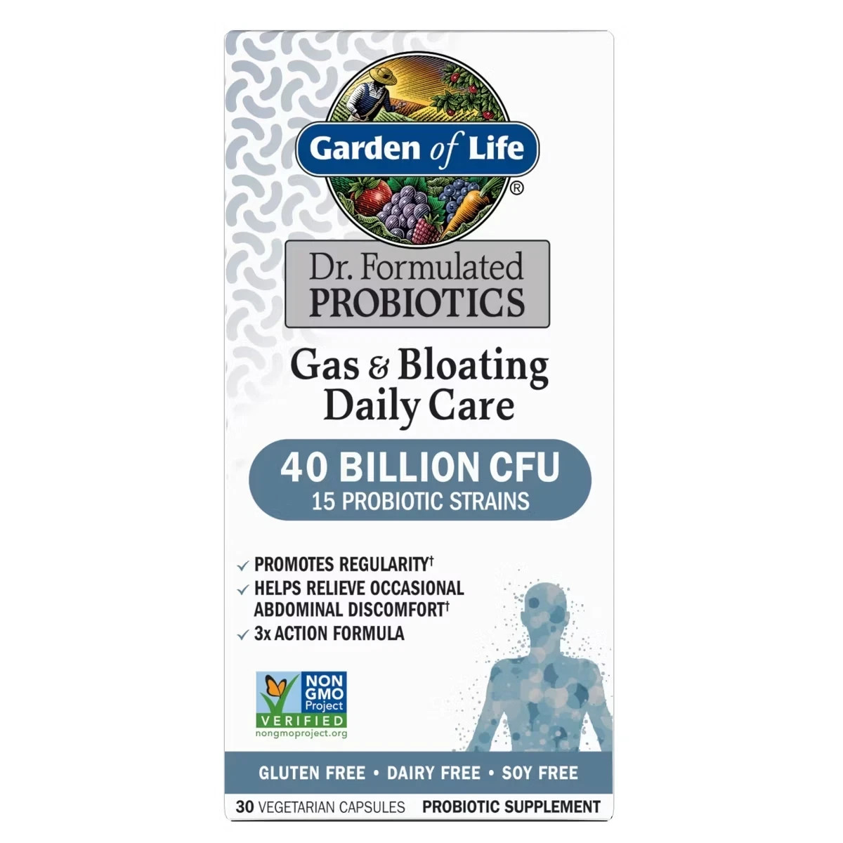 Pack 3 Garden of Life Gas & Bloating Probiotic 40 Billion CFU, 30 ct, 04/27