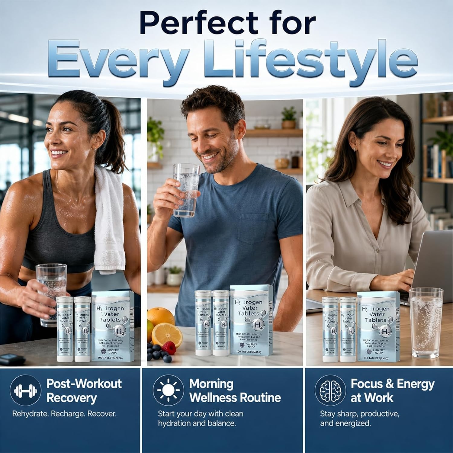 Raspberry Hydrogen Water Tablets, 100 ct Molecular Hydrogen Water Tablets
