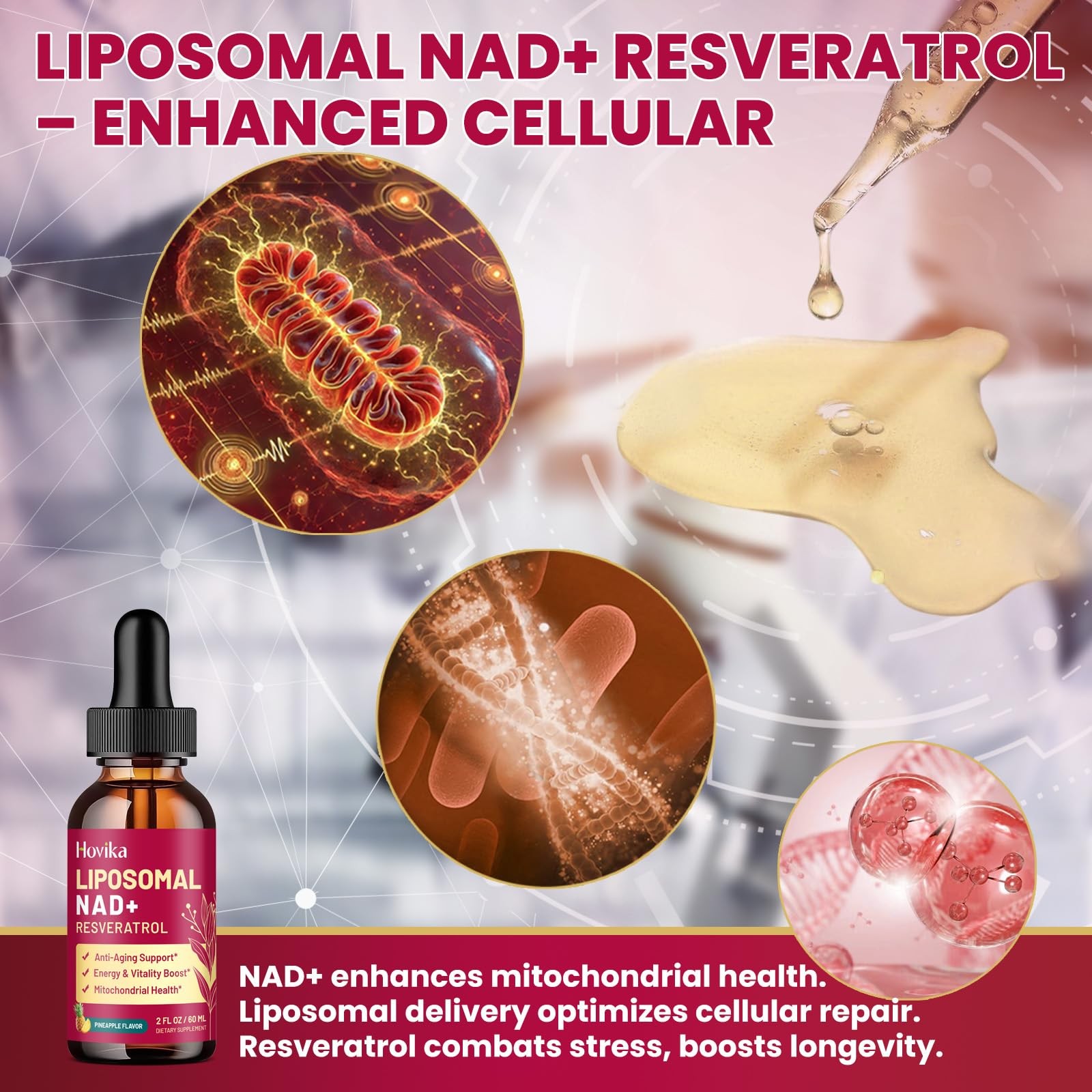 Hovika Liposomal Nad Supplement – 1200Mg Nad Liquid Drops For Women Men