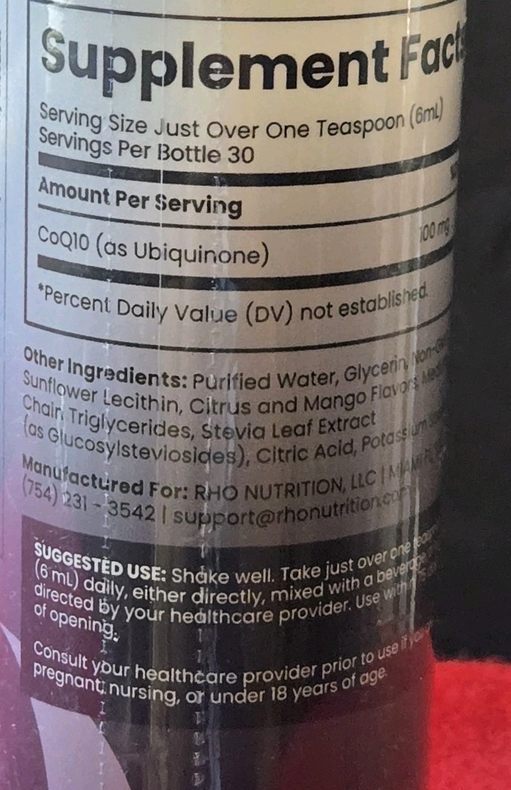 RHO Nutrition – Liposomal CoQ10 – 6 fl oz – Expiration: 02/2028