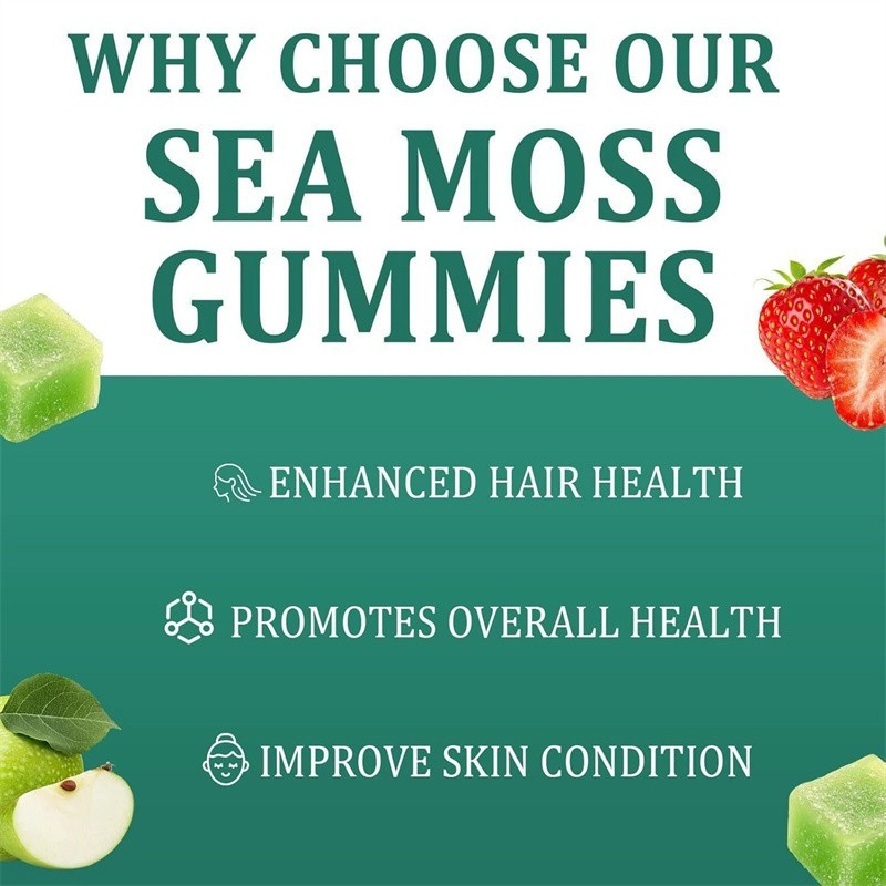 2x 16 in 1 pure Sea Moss Gummy | Irishmoss Extract 6000Mg |Green Apple Flavor