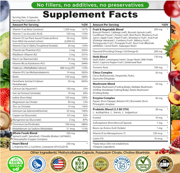 Multivitamin for men and women with 25 essential vitamins and minerals,With Iron