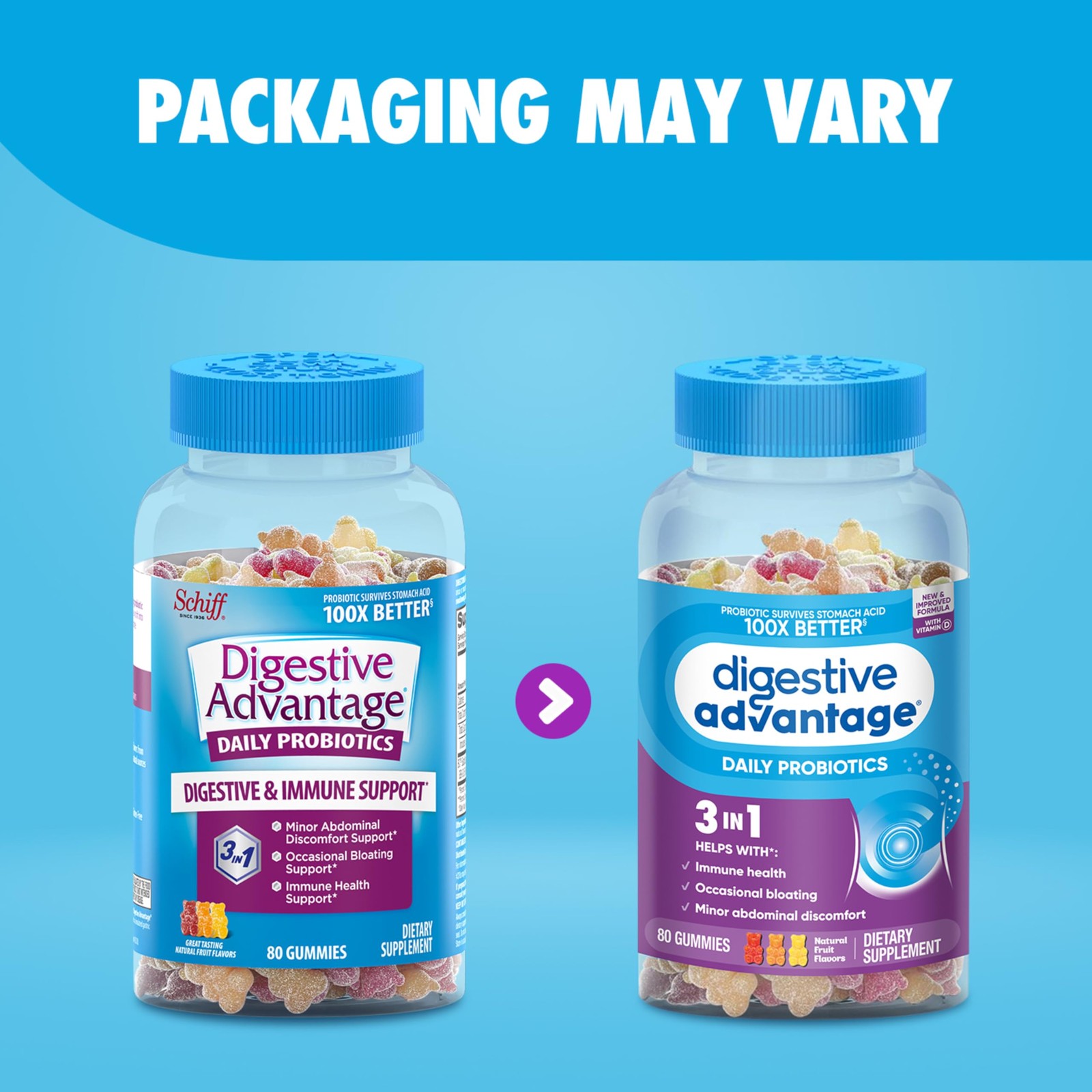 2 PACK Digestive Advantage Probiotics*02/2027*Gummies, 80ct each