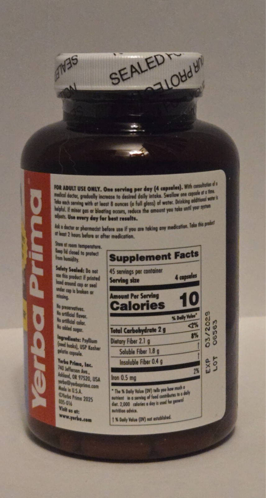 yerba prima psyllium husks caps