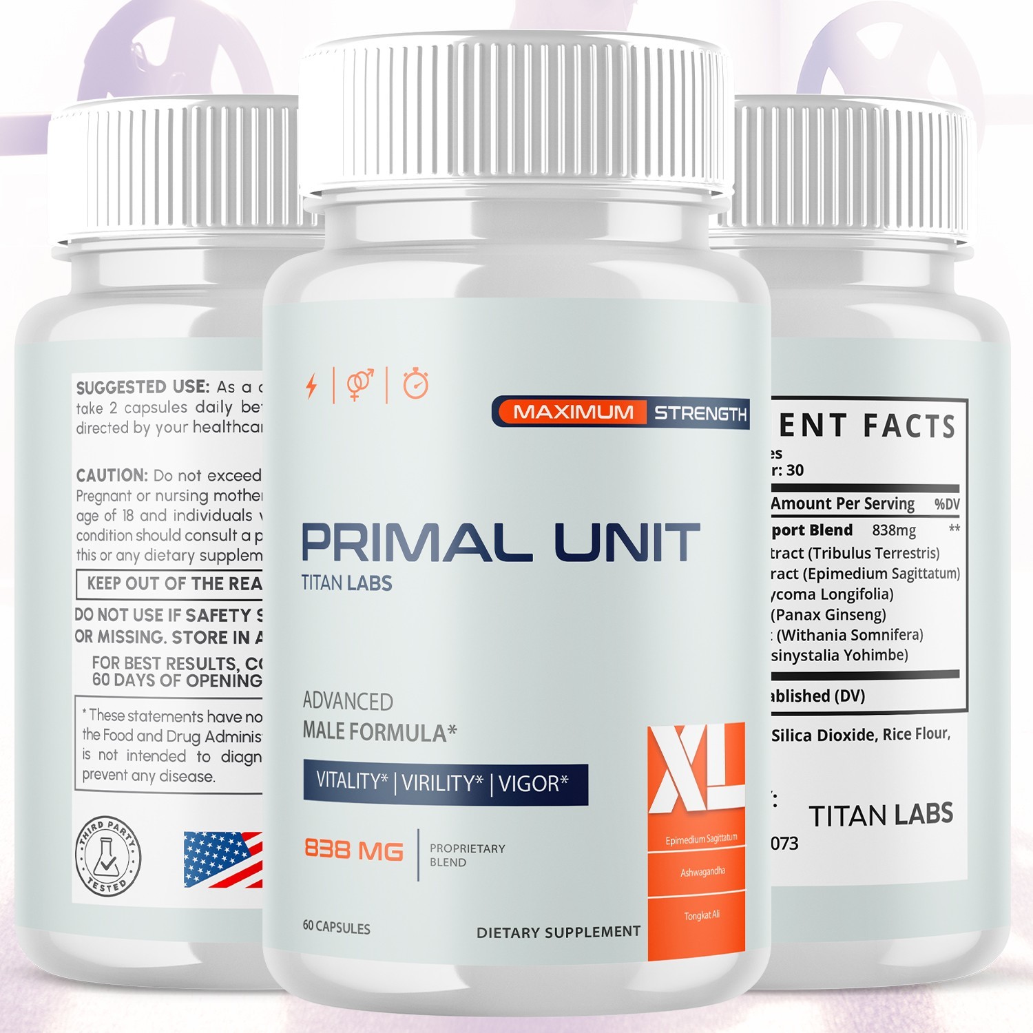 (5 Pack) Primal Unit XL Advanced Male Support Supplement PrimalUnitXL 300 Caps