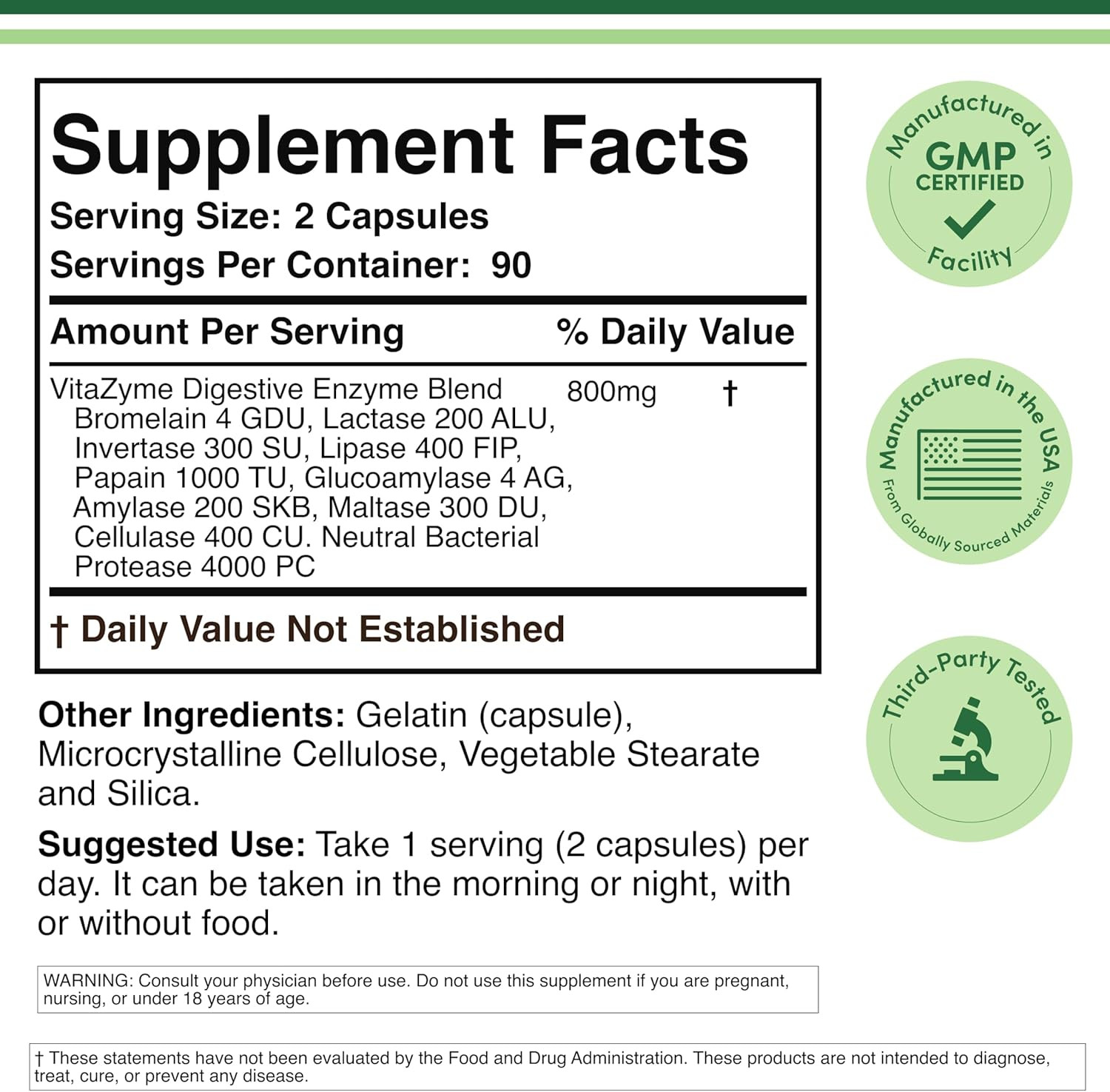 Double Wood Digestive Enzymes 800mg Blend 10 Essential Enzymes