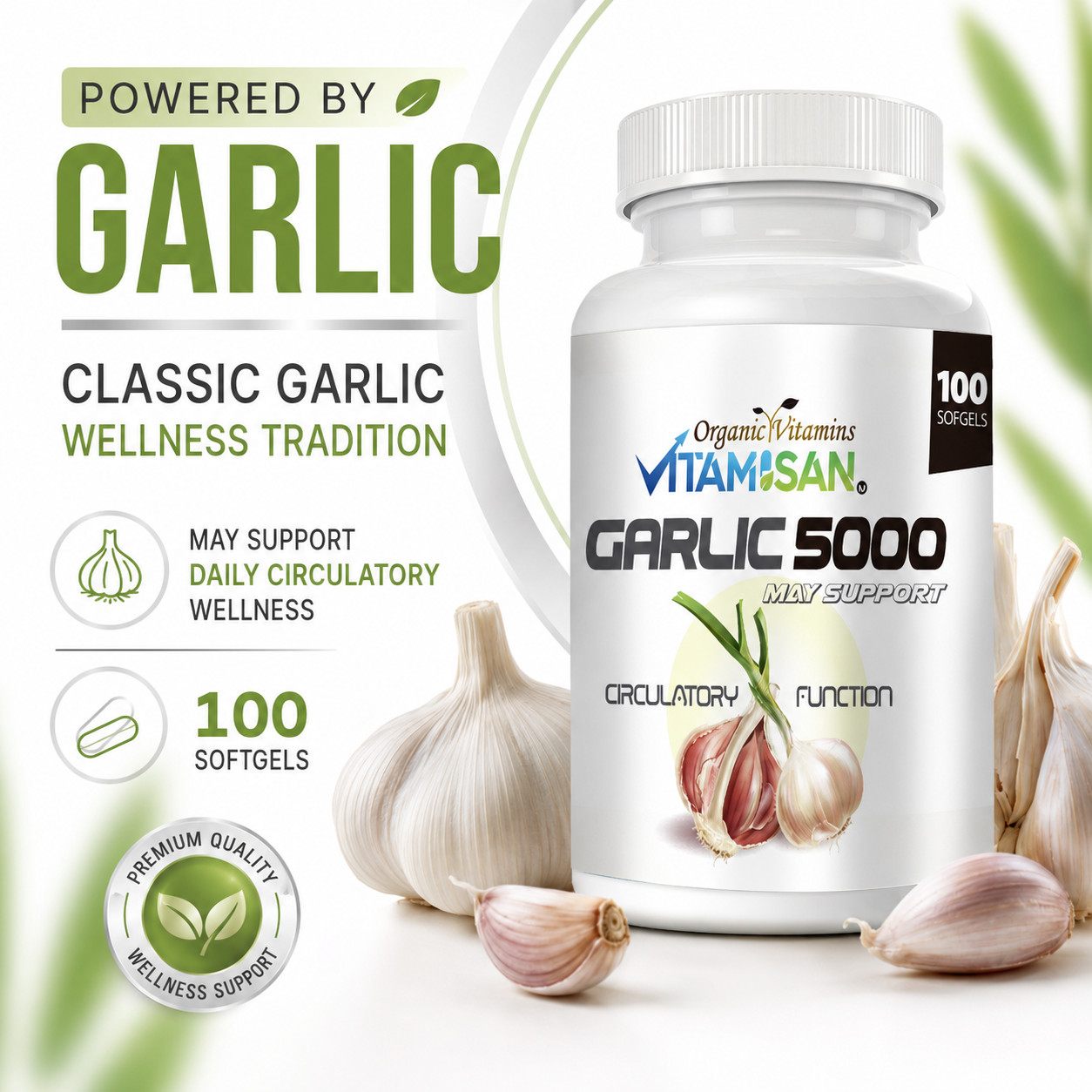 2 Garlic Fresh Extract 5000 mg Cholesterol Health supp 200 Antioxidant Pills gel