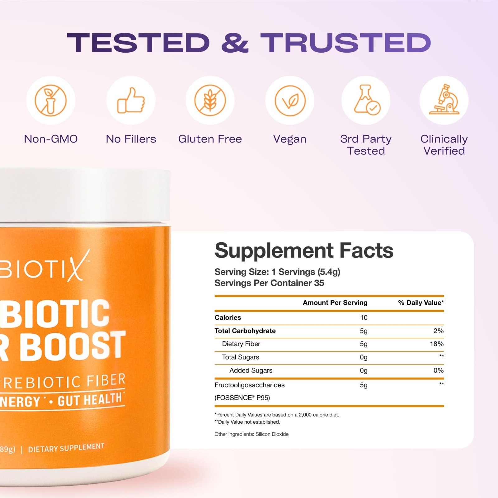 Fiber Supplement Powder with Prebiotics for Digestive Health & Gut Support, Keto