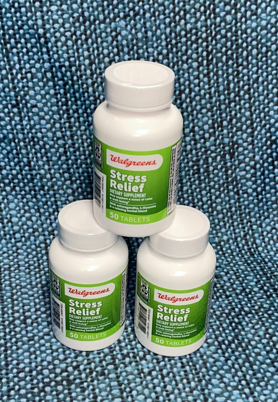 WALGREENS STRESS RELIEF 50 Tablets Each X3 Ships Fast