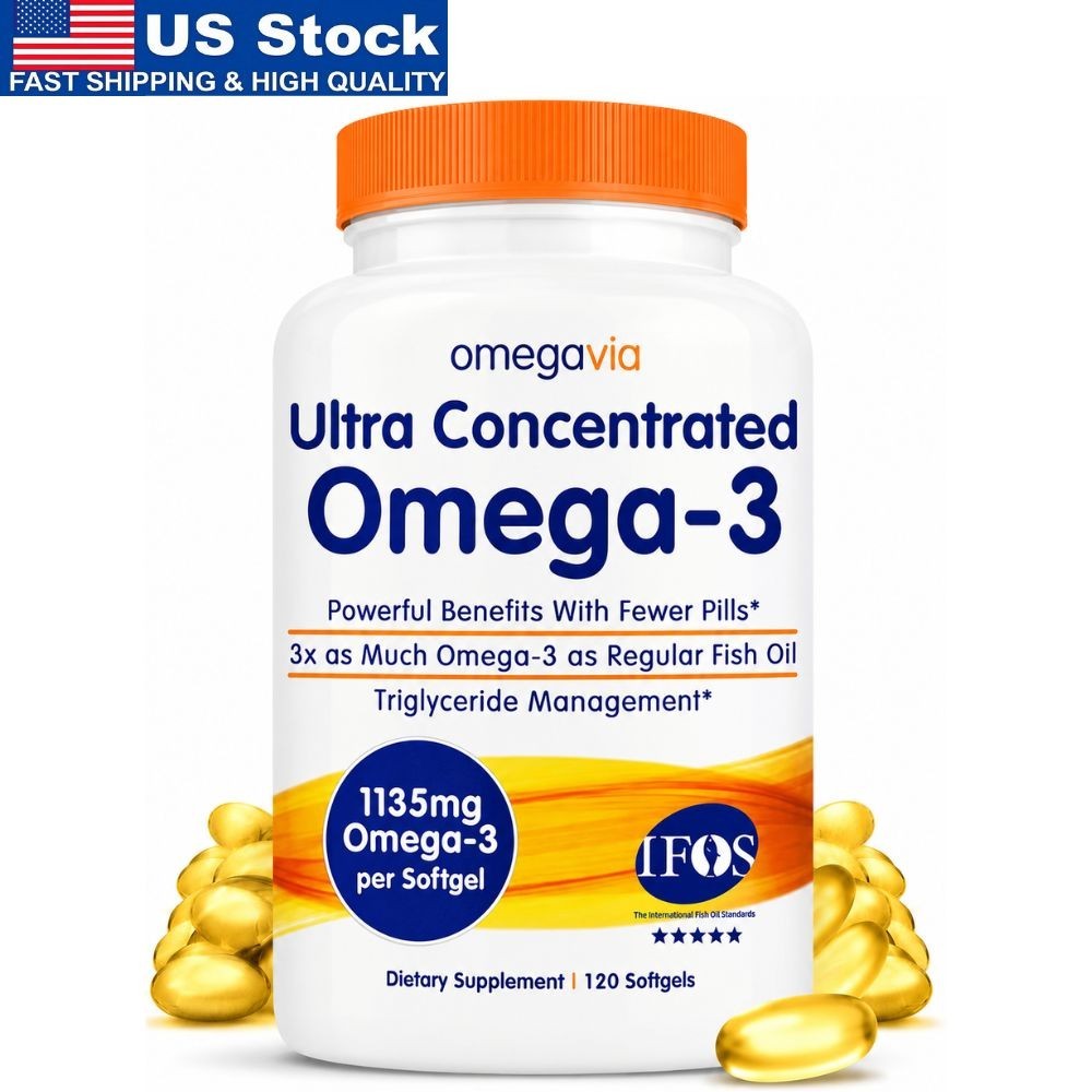 OmegaVia Ultra Concentrated Omega-3 Daily Wellness Bottle 120 Count