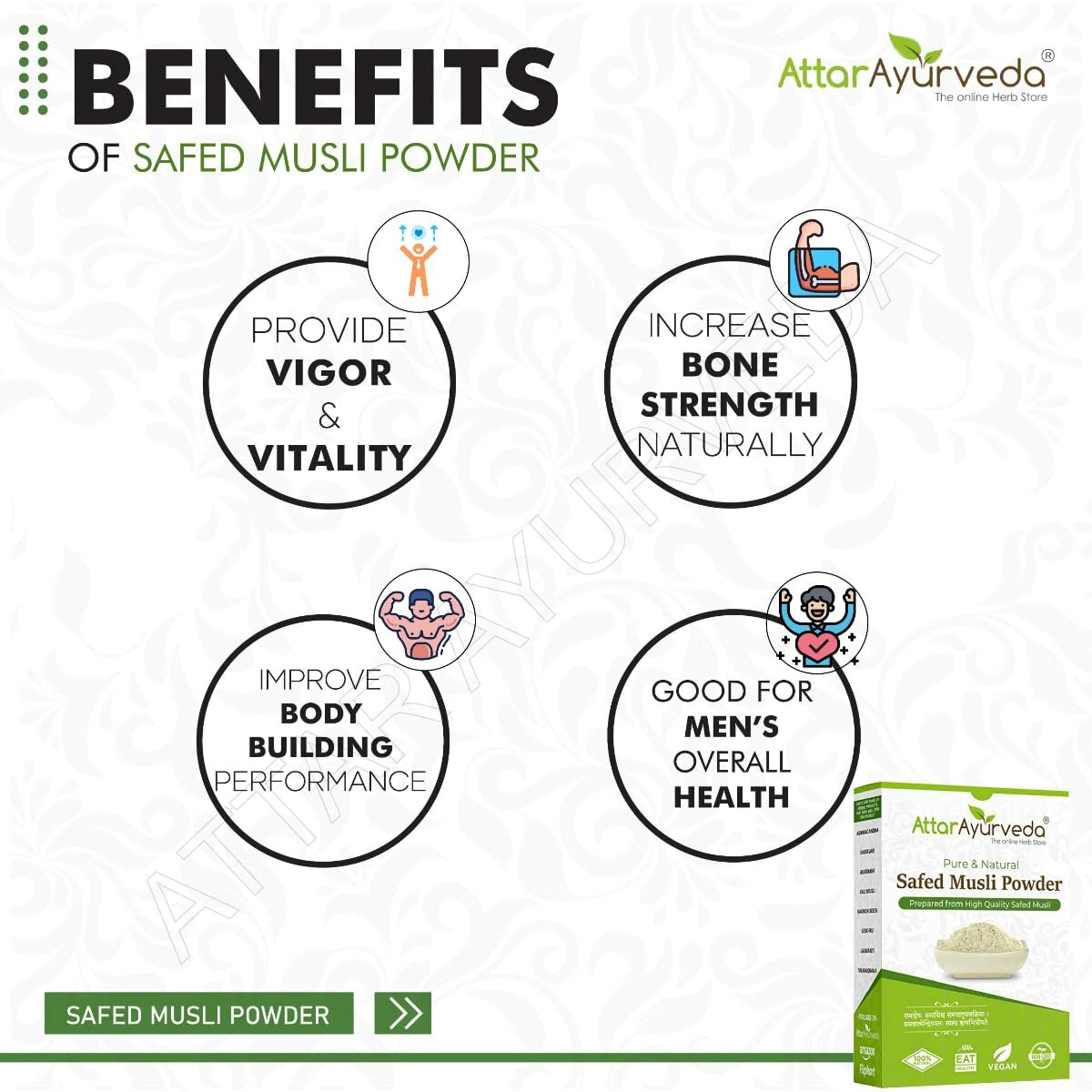 Attar Ayurveda Safed Musli Powder 100gm-