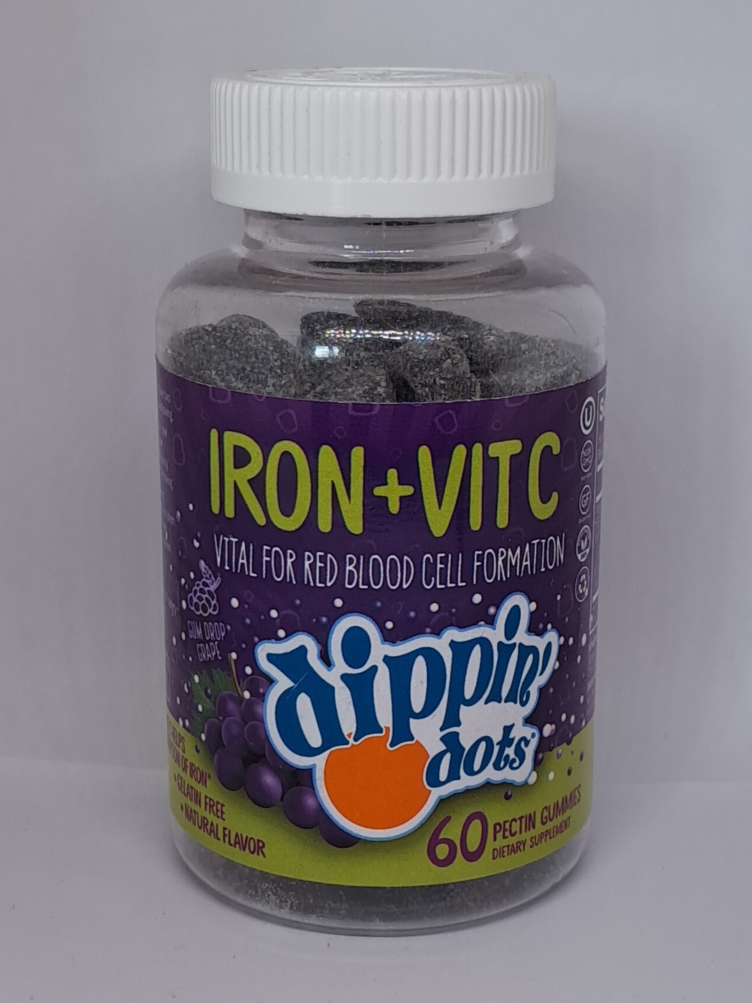 Dippin Dots Iron + Vitc 60 Count Pectin Gummies Exp 01/2026