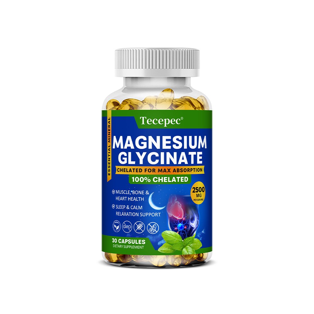 Magnesium Glycinate 2500mg Support Healthy Brain Muscle Joint 30/60/120 Capsules
