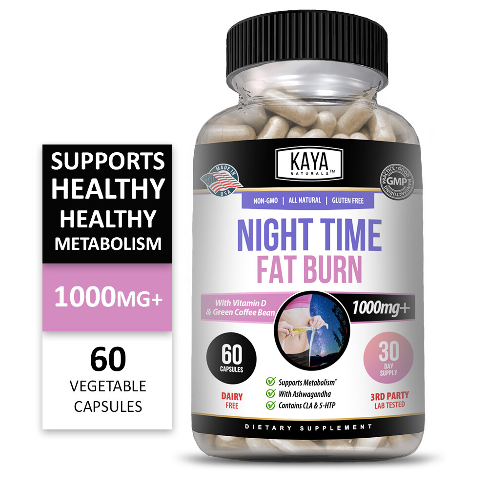 (2 Pack) Night Time Fat Burn Supplement 60ct, Metabolism Support, Weight Loss