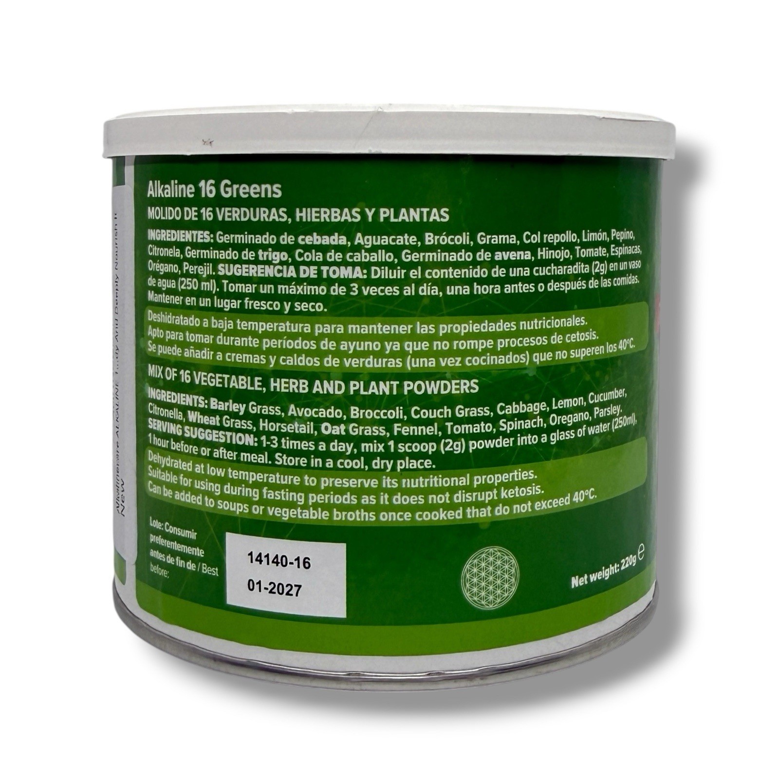 Alkaline Care Alkaline Greens Powder 220g 110 Doses Superfood Energy EXP 01/27